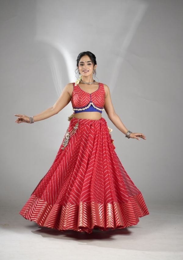 Red Leheriya Bandhej Chaniya Choli